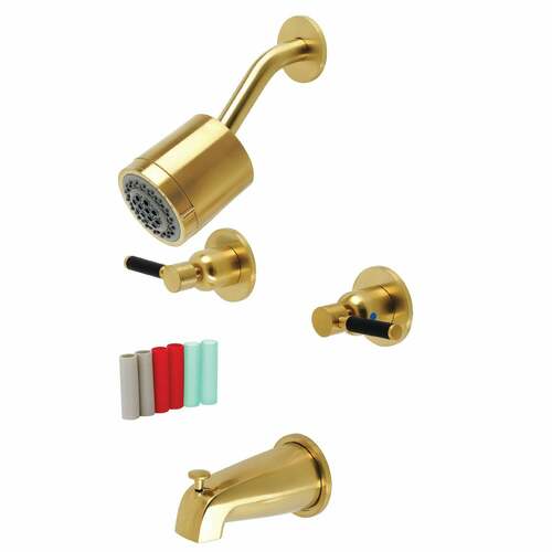 Kingston Brass KBX8147DKL Kaiser Brushed Brass Double-Handle Tub Shower Faucet