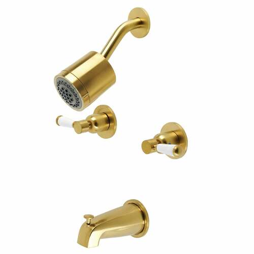 Kingston Brass KBX8147DPL Paris Double-Handle Tub Shower Faucet, Brushed Brass