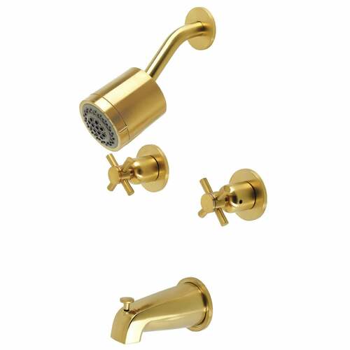 Kingston Brass KBX8147DX Concord Double-Handle Tub Shower Faucet, Brushed Brass