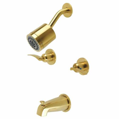 Kingston Brass KBX8147EFL Centurion Brushed Brass Double-Handle Tub Shower Faucet