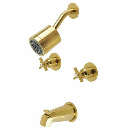 Kingston Brass KBX8147ZX Millennium Brushed Brass Double-Handle Tub Shower Faucet