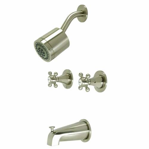 Kingston Brass KBX8148BX Metropolitan Brushed Nickel Double-Handle Tub Shower Faucet