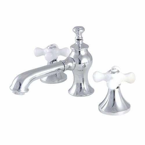 Kingston Brass KC7061PX Vintage Widespread Bathroom Faucet, Brass Pop-Up, Polished Chrome
