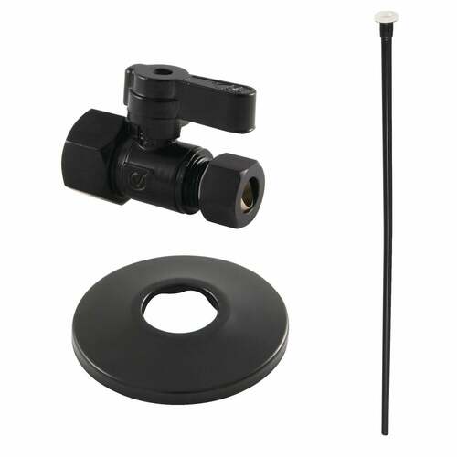 Kingston Brass KF43150TKF20 Matte Black Toilet Supply Kit, 1/2