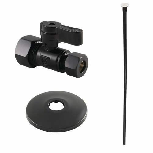 Kingston Brass KF53350TKF20 Matte Black Toilet Supply Kit, 5/8