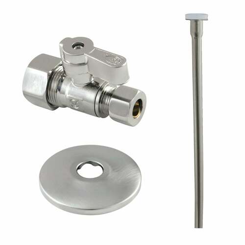 Kingston Brass KF53358TKF20 Brushed Nickel Toilet Supply Kit, 5/8
