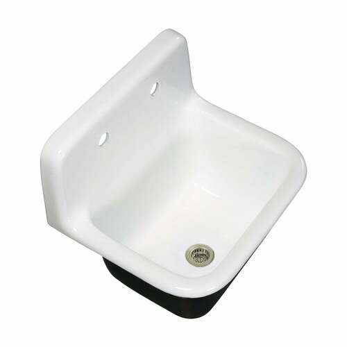 Kingston Brass KGCKWS2218228 Galley KGCKWS2218228 Cast Iron Wall Mount Kitchen Sink, White/Nickel