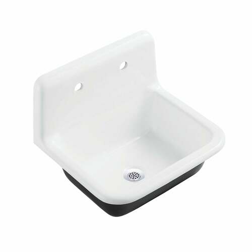 Kingston Brass KGCLWS221871 Petra Galley Cast Iron Wall Mount Utility Sink, White/Chrome
