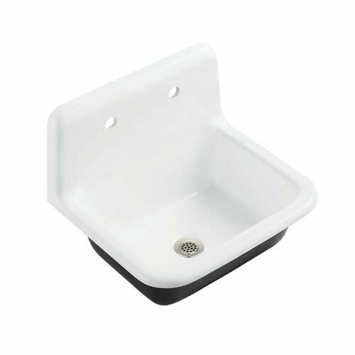 Kingston Brass KGCLWS221878 Petra Galley Cast Iron Wall Mount Utility Sink, White/Brushed Nickel