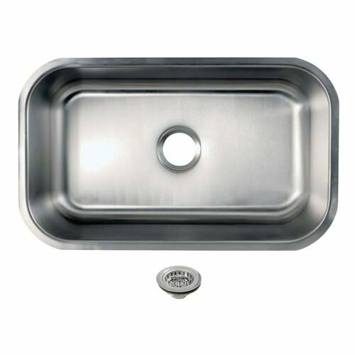 Kingston Brass KGKUS30181 KGKUS30181 Undermount Single Bowl Kitchen Sink with Strainer, Stainless Steel