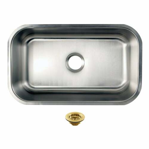 Kingston Brass KGKUS30187 KGKUS30187 Undermount Single Bowl Kitchen Sink, Stainless Steel/Brushed Brass