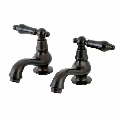 Kingston Brass KS1105PKL Duchess Oil Rubbed Bronze Basin Tap Faucet with Porcelain Lever Handle