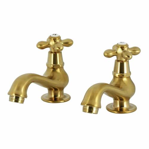Kingston Brass KS1107AX Heritage Brushed Brass Two-Handle Deck Mount Basin Faucet
