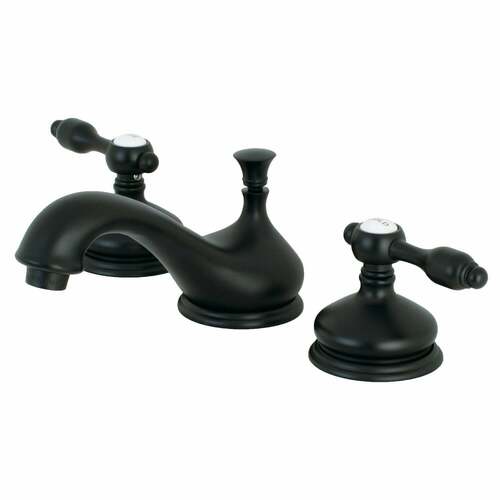 Kingston Brass KS1160TAL Tudor Matte Black Widespread Bathroom Faucet with Brass Pop-Up