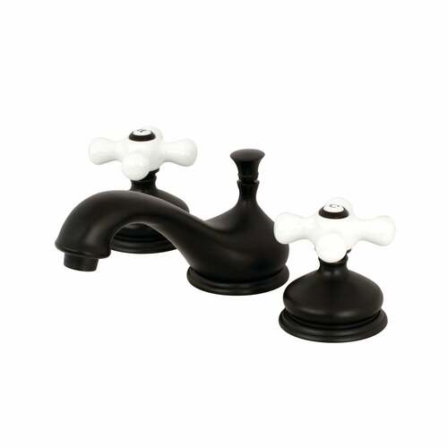 Kingston Brass KS1165PX Heritage Widespread Bathroom Faucet, Brass Pop-Up, Oil Rubbed Bronze