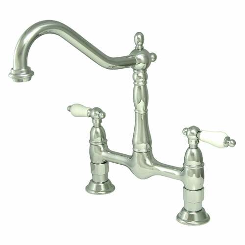 Kingston Brass KS1171PL Heritage Bridge Kitchen Faucet in Polished Chrome