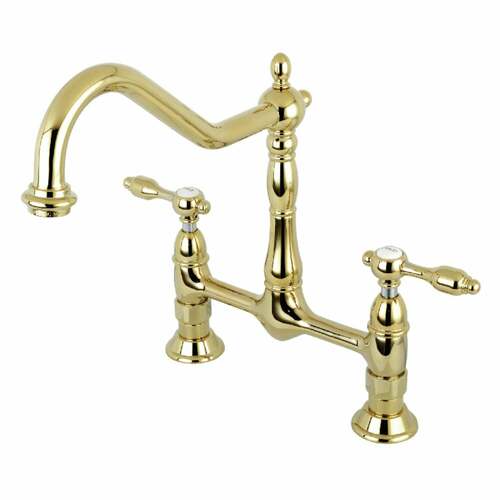 Kingston Brass KS1172TAL Tudor Bridge Polished Brass Kitchen Faucet