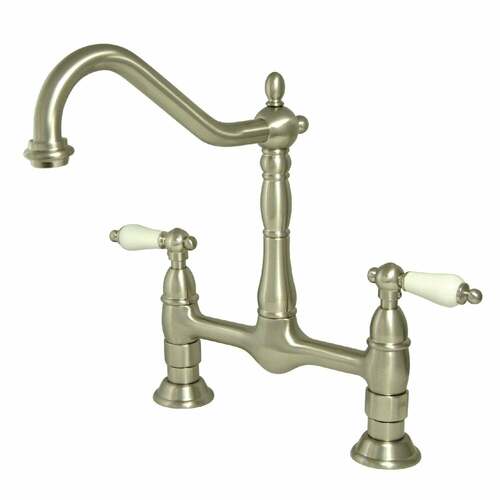 Kingston Brass KS1178PL Heritage Bridge Brushed Nickel Kitchen Faucet