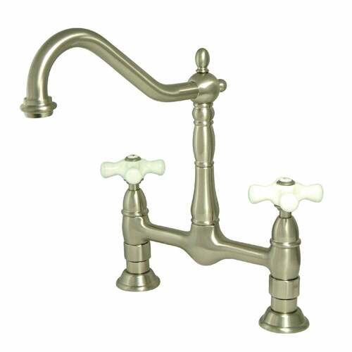 Kingston Brass KS1178PX Heritage Bridge Brushed Nickel Kitchen Faucet