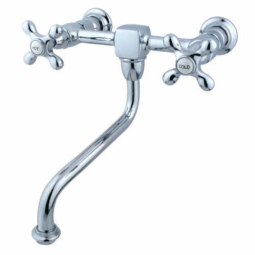 Kingston Brass KS1211AX Heritage Double-Handle Wall-Mount Bathroom Faucet, Polished Chrome