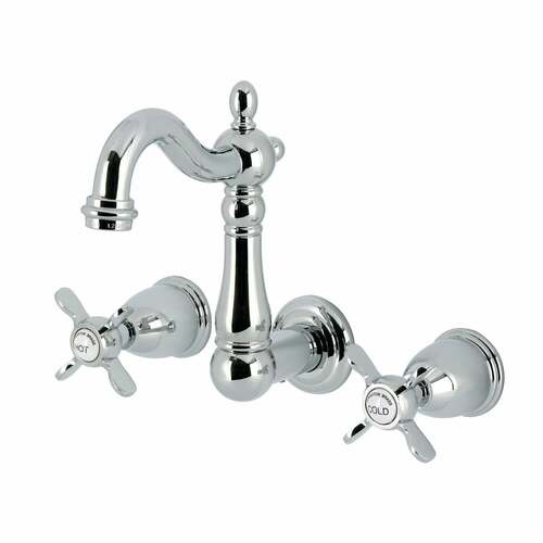 Kingston Brass KS1221BEX Essex Double-Handle Wall-Mount Bathroom Faucet, Polished Chrome