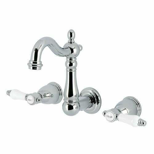 Kingston Brass KS1221BPL Bel-Air Double-Handle Wall-Mount Bathroom Faucet, Polished Chrome
