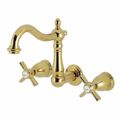 Kingston Brass KS1222ZX Millennium Double-Handle Wall Mount Bathroom Faucet, Polished Brass