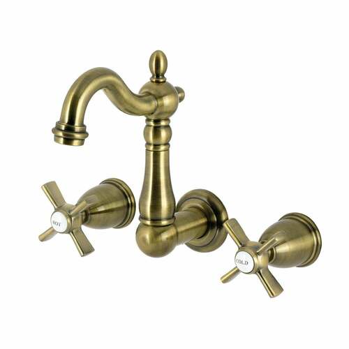 Kingston Brass KS1223ZX Millennium Antique Brass Double-Handle Wall Mount Bathroom Faucet