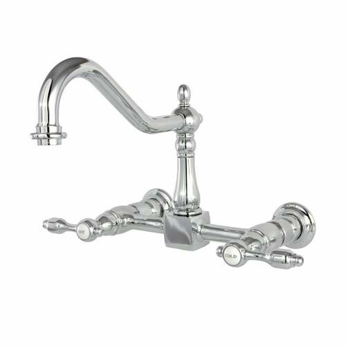 Kingston Brass KS1241TAL Tudor Double-Handle Wall-Mount Kitchen Faucet, Polished Chrome