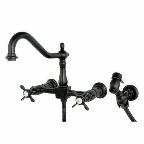 Kingston Brass KS1245BEX Essex Double-Handle Wall-Mount Kitchen Faucet, Oil Rubbed Bronze