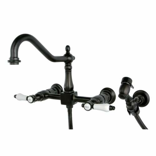 Kingston Brass KS1245BPL Bel-Air Double-Handle Wall-Mount Kitchen Faucet, Oil Rubbed Bronze