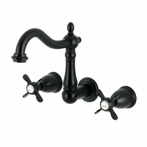Kingston Brass KS1250BEX Essex Matte Black Double-Handle Wall Mount Bathroom Faucet