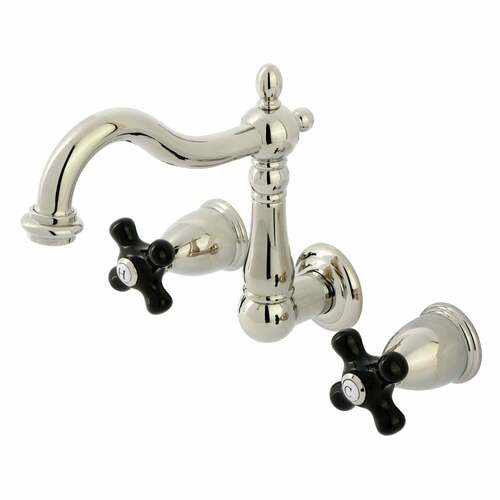 Kingston Brass KS1256PKX Duchess Double-Handle Wall Mount Faucet, Polished Nickel