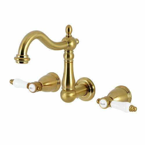 Kingston Brass KS1257BPL Bel-Air Double-Handle Wall Mount Faucet, Brushed Brass