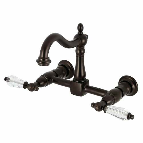 Kingston Brass KS1265WLL Willshire Double-Handle Wall-Mount Kitchen Faucet, Oil Rubbed Bronze