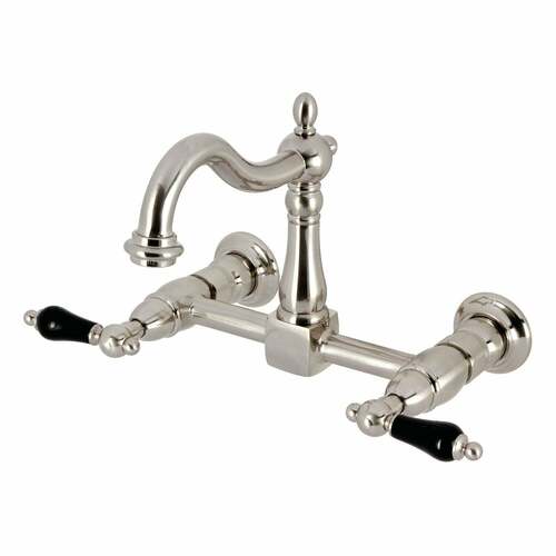 Kingston Brass KS1268PKL Duchess Double-Handle Wall-Mount Kitchen Faucet, Brushed Nickel