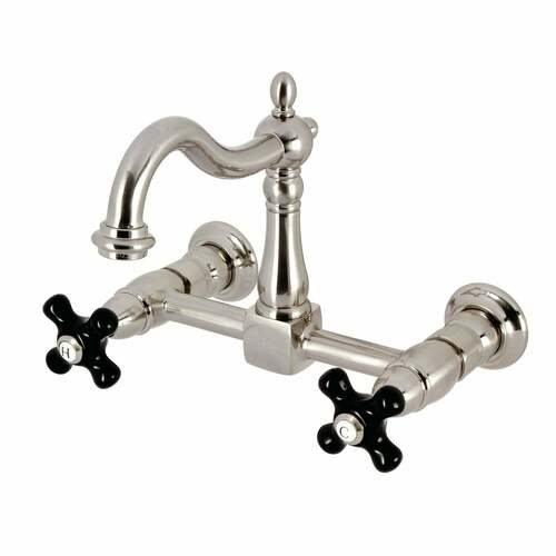 Kingston Brass KS1268PKX Duchess Double-Handle Wall-Mount Kitchen Faucet, Brushed Nickel