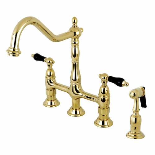 Kingston Brass KS1272PKLBS Duchess Polished Brass Kitchen Faucet with Side Sprayer