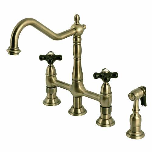 Kingston Brass KS1273PKXBS Duchess Antique Brass Kitchen Faucet with Side Sprayer