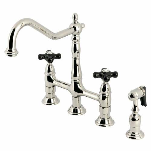 Kingston Brass KS1276PKXBS Duchess Polished Nickel Kitchen Faucet with Brass Side Sprayer