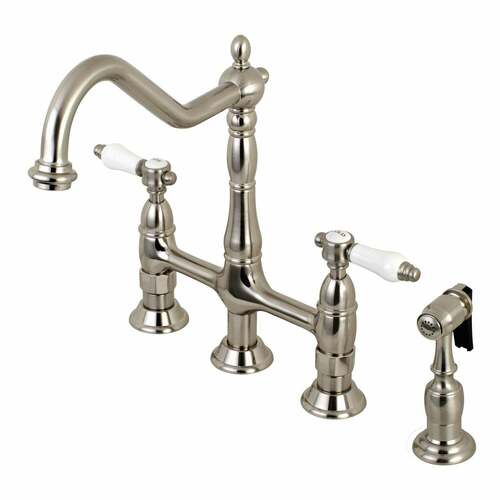 Kingston Brass KS1278BPLBS Bel-Air Brushed Nickel Kitchen Faucet with Brass Side Sprayer