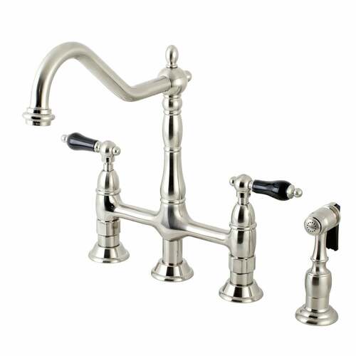 Kingston Brass KS1278PKLBS Duchess Brushed Nickel Kitchen Faucet with Brass Side Sprayer