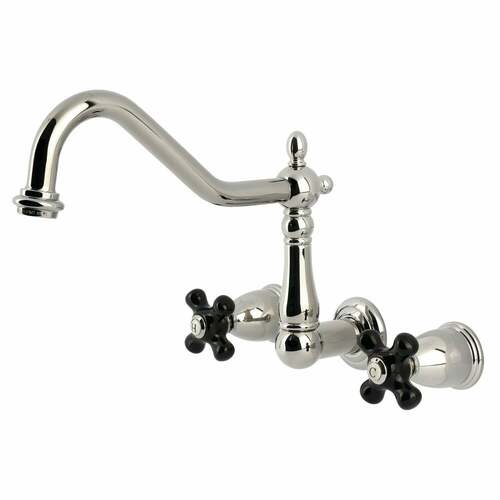 Kingston Brass KS1286PKX Duchess Polished Nickel Double-Handle Wall-Mount Kitchen Faucet