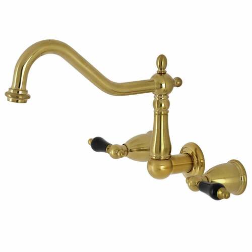 Kingston Brass KS1287PKL Duchess Brushed Brass Double-Handle Wall-Mount Kitchen Faucet