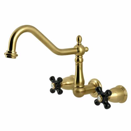 Kingston Brass KS1287PKX Duchess Brushed Brass Double-Handle Wall-Mount Kitchen Faucet