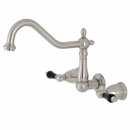 Kingston Brass KS1288PKL Duchess Brushed Nickel Double-Handle Wall-Mount Kitchen Faucet
