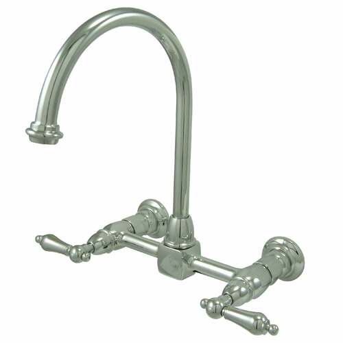 Kingston Brass KS1291AL Restoration Double-Handle Wall-Mount Kitchen Faucet, Polished Chrome