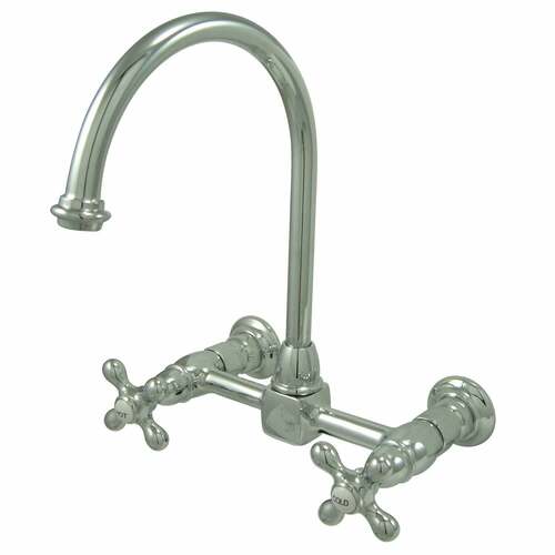 Kingston Brass KS1291AX Restoration Double-Handle Wall-Mount Kitchen Faucet, Polished Chrome