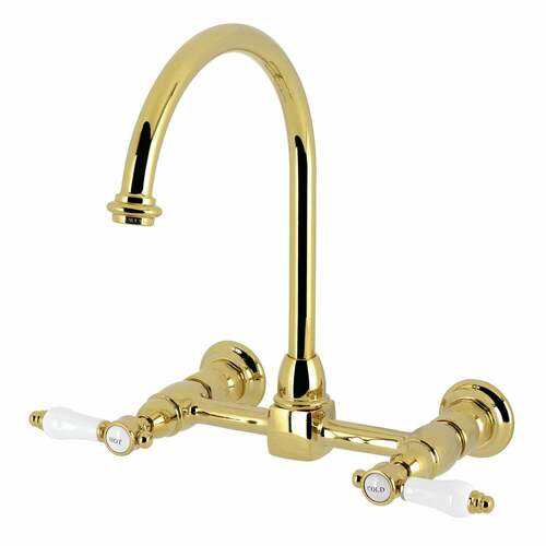 Kingston Brass KS1292BPL Bel-Air Polished Brass Two-Handle Bridge Kitchen Faucet