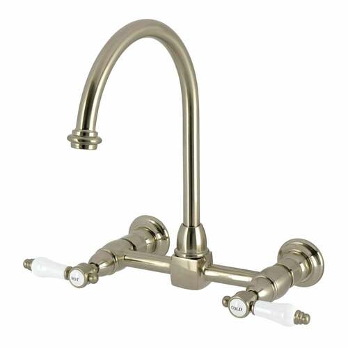 Kingston Brass KS1298BPL Bel-Air Brushed Nickel Two-Handle Bridge Kitchen Faucet